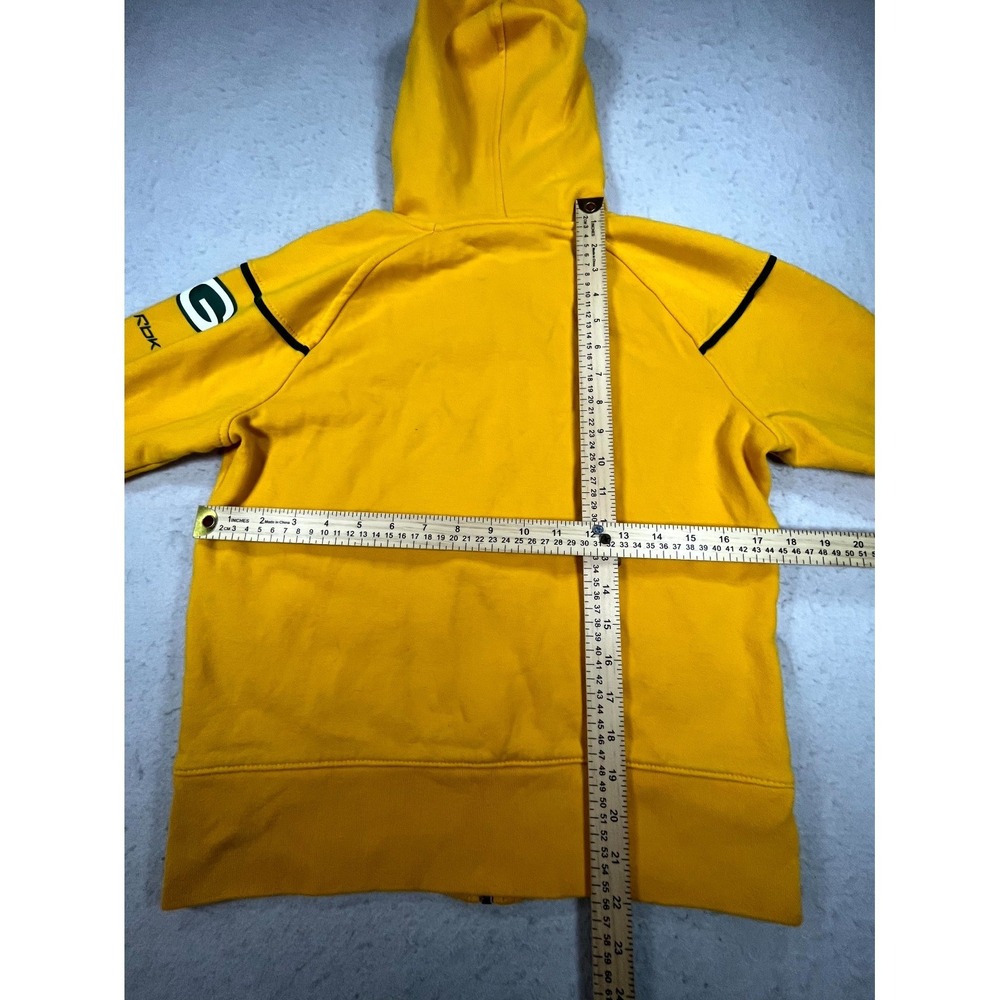 Green Bay Packers Hoodie Mens Small Yellow Reebok Football NFL Full Zip Athletic - Picture 9 of 12